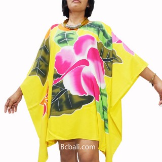 poncho top dress yellow handpainting flowers